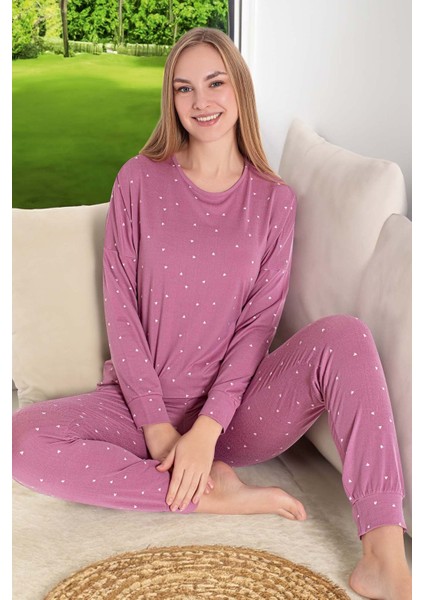 Kadın Napoli Uzun Kol Pijama Takımı 240981 PEMBE01 fiyatları