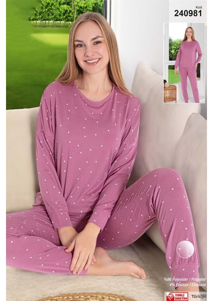 Kadın Napoli Uzun Kol Pijama Takımı 240981 PEMBE01 modelleri