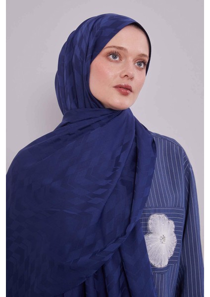 Lacivert Yön Desen Blue Jakar Şal modelleri