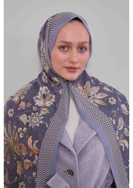 Gri Lale Desen Sport Şal