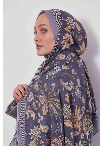 Gri Lale Desen Sport Şal modelleri