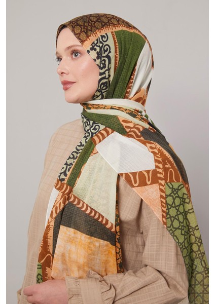 Yeşil Karışık Desen Pamuk Şal