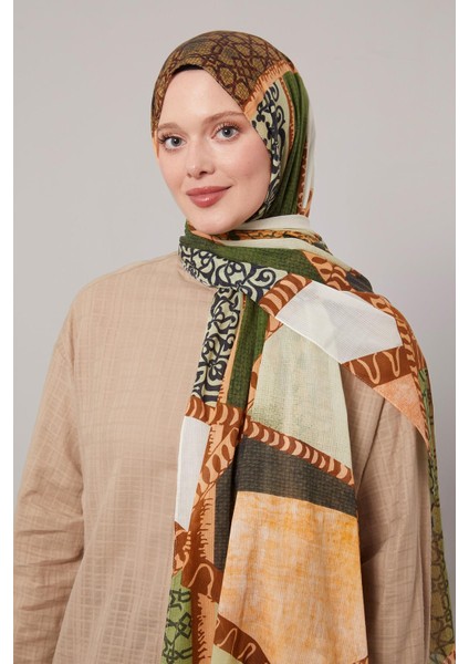 Yeşil Karışık Desen Pamuk Şal modelleri