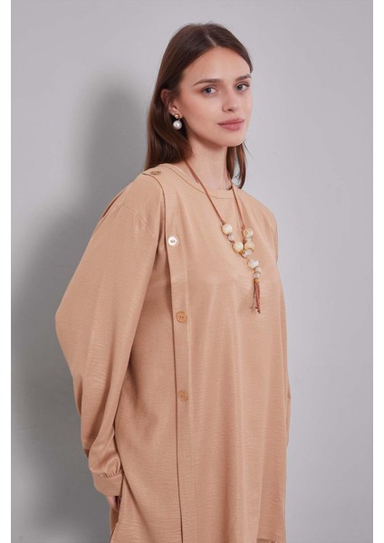 K.bej Bisiklet Yaka Düğme Detaylı Ikili Takım fiyatları