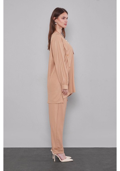 K.bej Bisiklet Yaka Düğme Detaylı Ikili Takım modelleri