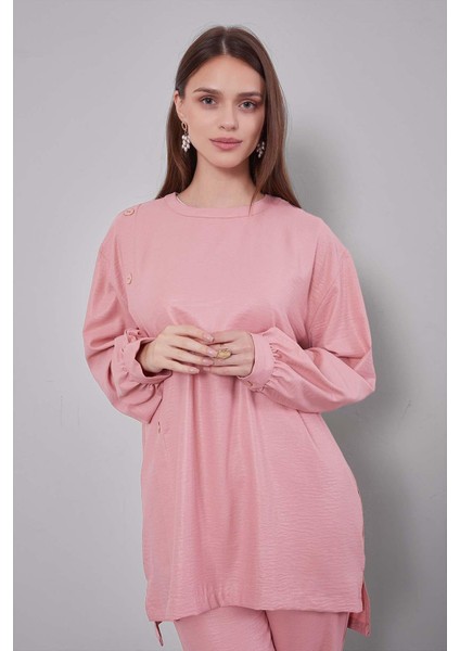 Pudra Bisiklet Yaka Düğme Detaylı Ikili Takım fiyatları