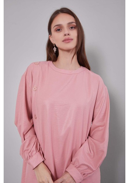 Pudra Bisiklet Yaka Düğme Detaylı Ikili Takım fırsatları