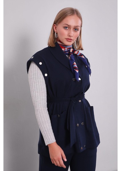 Lacivert Çıtçıt Aksesuar Detaylı Ikili Takım modelleri