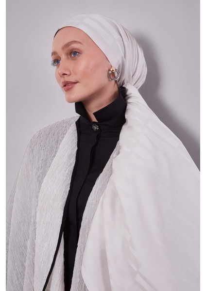 Taş Kesik Çizgili Blue Jakar Şal