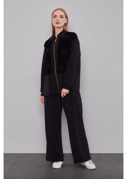 Siyah Gül Detaylı Ikili Takım