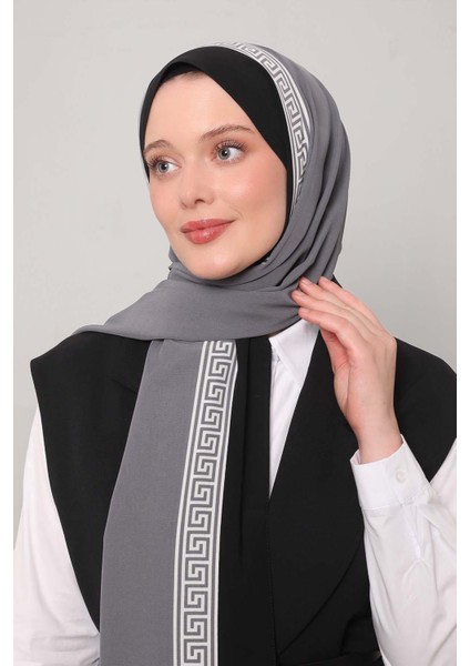 Füme Labirent Desen Medine Ipeği Şal