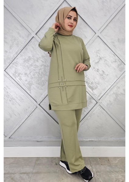 Kadın Taş Detaylı Nervür Dikim Tesettür Takım fiyatları