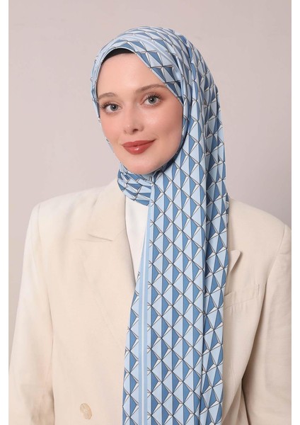 Mavi Üçgen Desen Club Şal