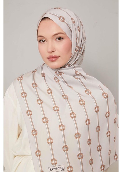 Kum Çizgili Halka Desen Club Şal