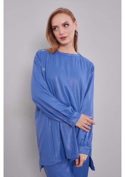 Indigo Bisiklet Yaka Düğme Detaylı Ikili Takım fiyatları