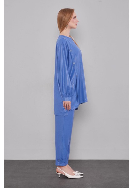 Indigo Bisiklet Yaka Düğme Detaylı Ikili Takım modelleri