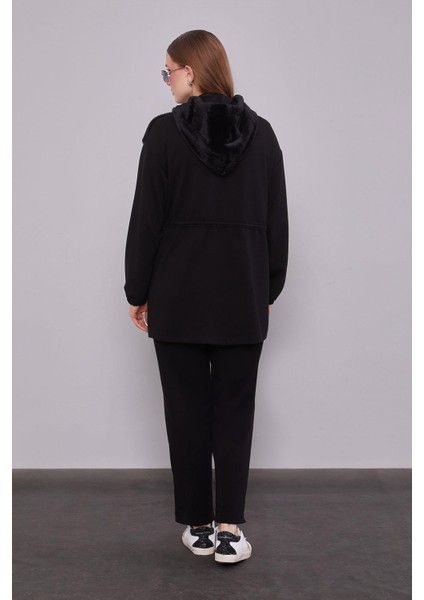 Siyah Gül Detaylı Bel Büzgülü Ikili Takım