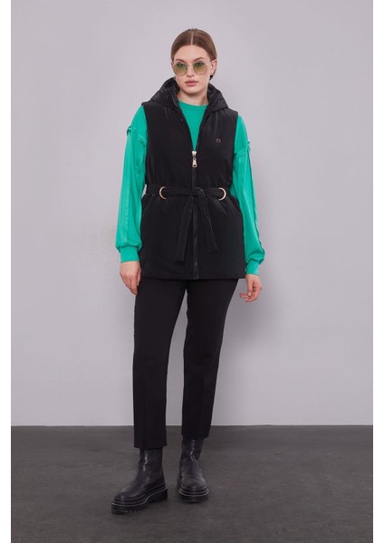 Siyah-Zümrüt Yelekli Sweat Spor Takım