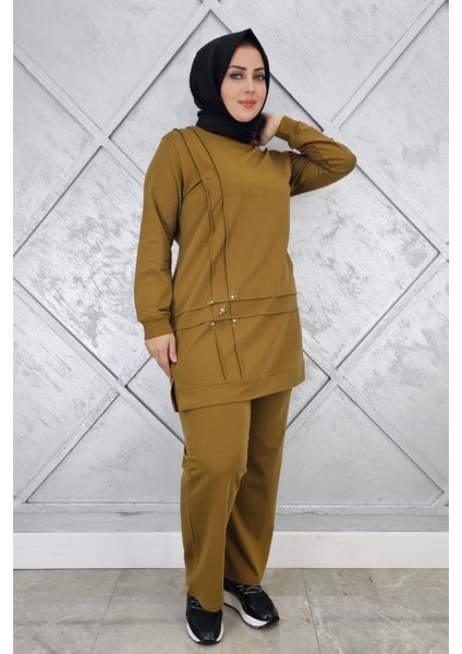 Kadın Taş Detaylı Nervür Dikim Tesettür Takım fiyatları