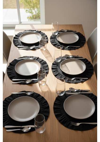 Fırfırlı Runner ve Supla Takımı - Masa Örtüsü Takımı 7 Parça 120x40 modelleri