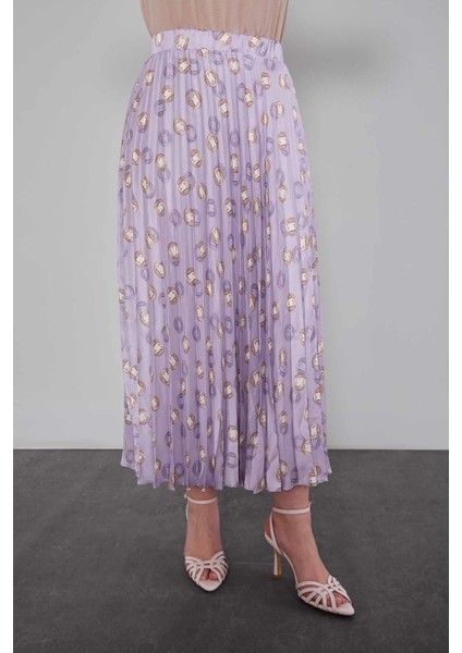 Lila Piliseli Desenli Etek Takım indirimleri