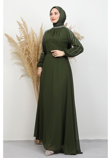 Semra Tesettür Elbise Haki modelleri