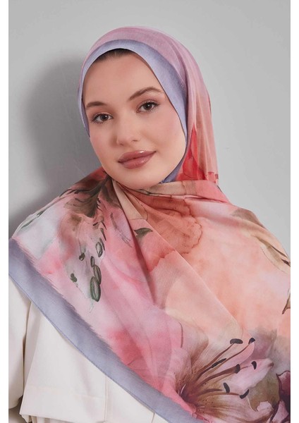 Gümüş Zambak Baskılı Sport Şal
