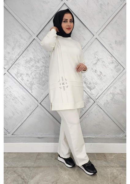 Kadın Taş Detaylı Nervür Dikim Tesettür Takım fiyatları