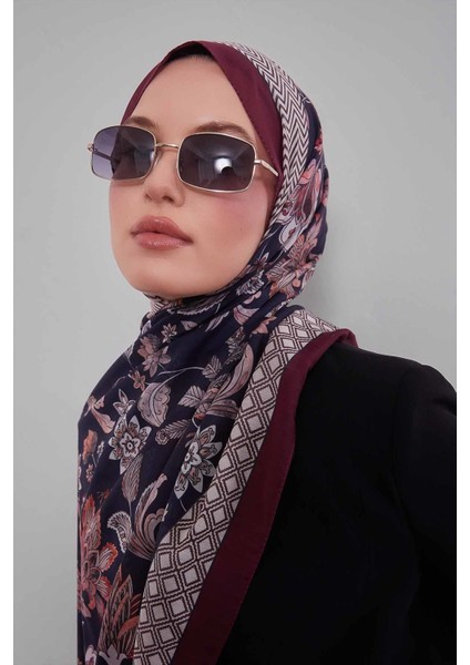Bordo-Siyah Lale Desen Sport Şal modelleri