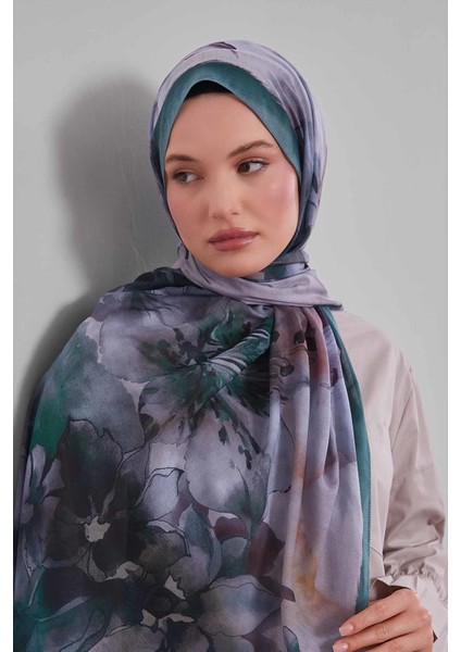 Mint Yeşili Zambak Baskılı Sport Şal modelleri