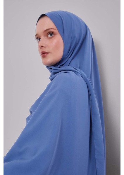 Mavi Düz Medine Ipeği Şal modelleri
