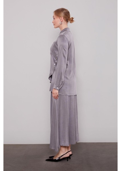 Antrasit Çapraz Düğme Detay Cupra Etek Takım modelleri