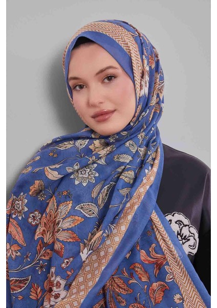 Kot Mavi Lale Desen Sport Şal
