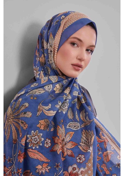 Kot Mavi Lale Desen Sport Şal modelleri