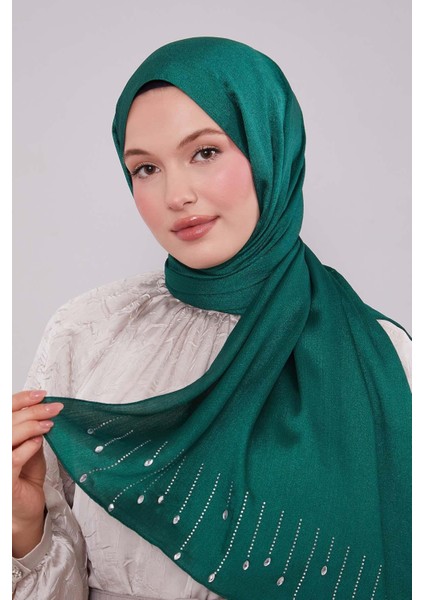 Yeşil Damla Taşlı Diamond Şal