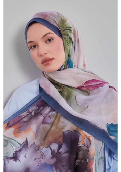Indigo Zambak Baskılı Sport Şal fiyatları