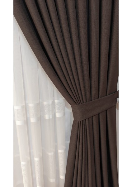 Keten Fon Perde 1/3 Sık Pileli Dikim Korniş Için Tek Kanat(30 Renk)