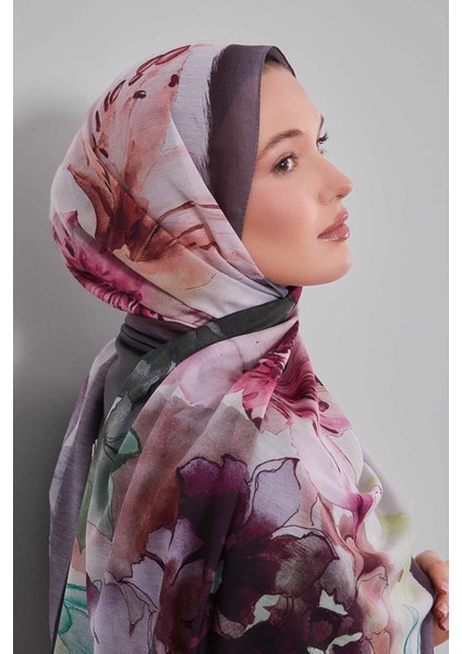 Antrasit Zambak Baskılı Sport Şal fiyatları