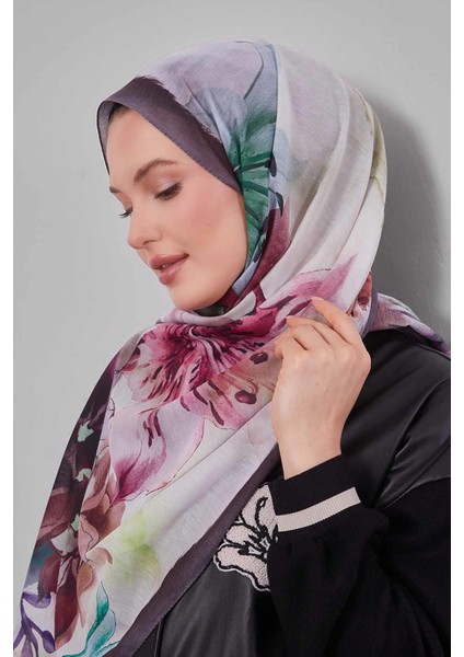 Antrasit Zambak Baskılı Sport Şal modelleri