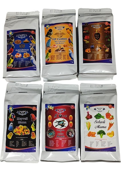 Beautifulfood Mama 1 kg 6 Lı Set (Classic + Kurtlu + Best + Meyveli + Sebzeli + Love)
