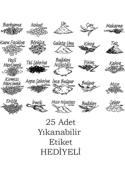 432-GR 12 Li Etiketli Kare Un Erzak Bakliyat Saklama Kabı Takımı 1.90 Lt - Gri indirimleri