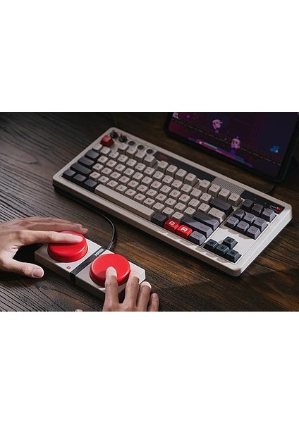 Retro Mekanik Klavye, Bluetooth/2.4g/usb-C Sıcak Değiştirilebilir Oyun Klavyesi, 87 Tuşlu, Windows ve Android Için Çift Süper Programlanabilir Düğmeler - N Edition - Qwerty Ingilizce K indirimleri