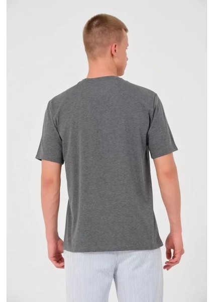 Unisex Düz Biskilet Yaka Oversize T-Shirt - Füme fiyatları