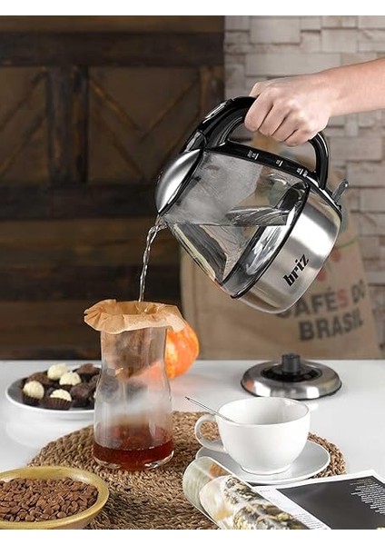 BR711 Inox Su Isıtıcı Cam Kettle indirimleri