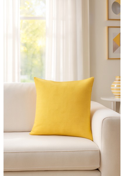 Düz Duck Kırlent Kılıfı Sarı V1 38X38