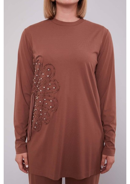 Kahve Kenar Desen Detaylı Taşlı Ikili Takım fırsatları