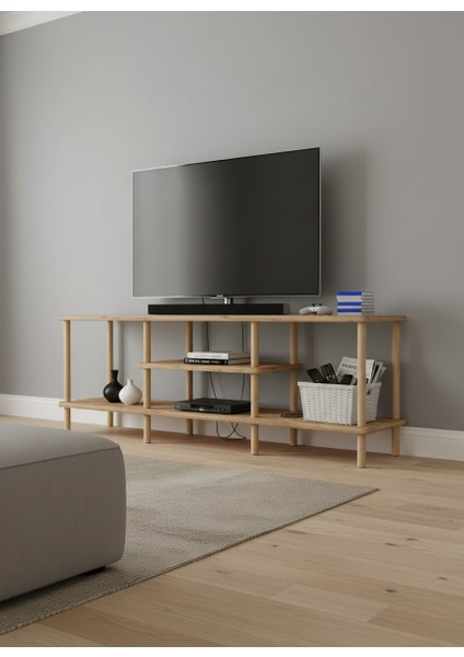 Vivo Atlantik Çam Ahşap Dikdörtgen Çok Amaçlı Raf Tv Sehpası