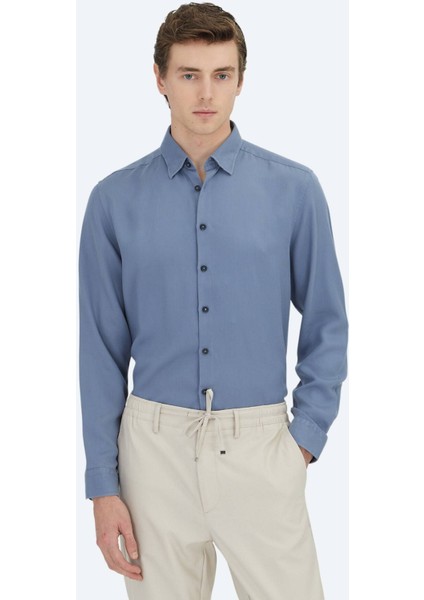 Mavi Regular Fit Dokuma Casual Gömlek