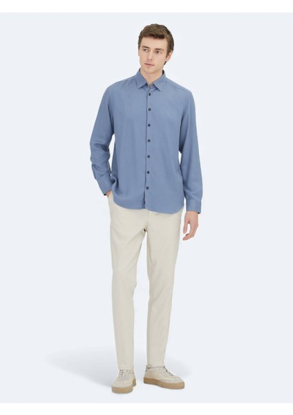 Mavi Regular Fit Dokuma Casual Gömlek modelleri