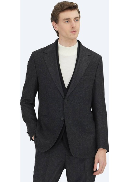 Antrasit Düz Comfort Fit Takım Elbise